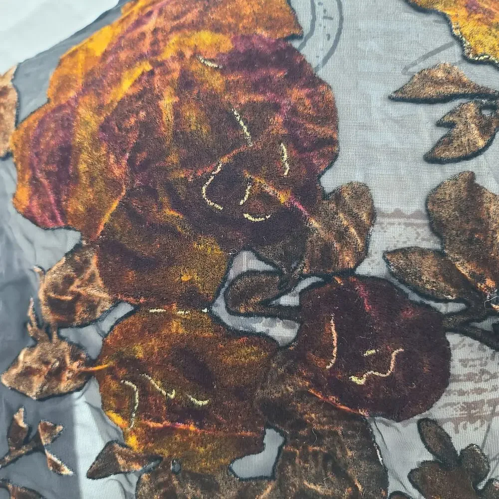Laura Leigh Ltd floral burn out velvet silk scarf black Goth Whimsigoth Witchy